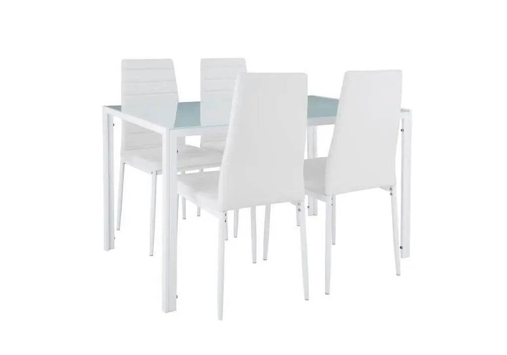 Table repas verre + 6 chaises blanc CONFO New Design