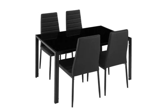 Table repas verre + 6 chaises noir CONFO New Design