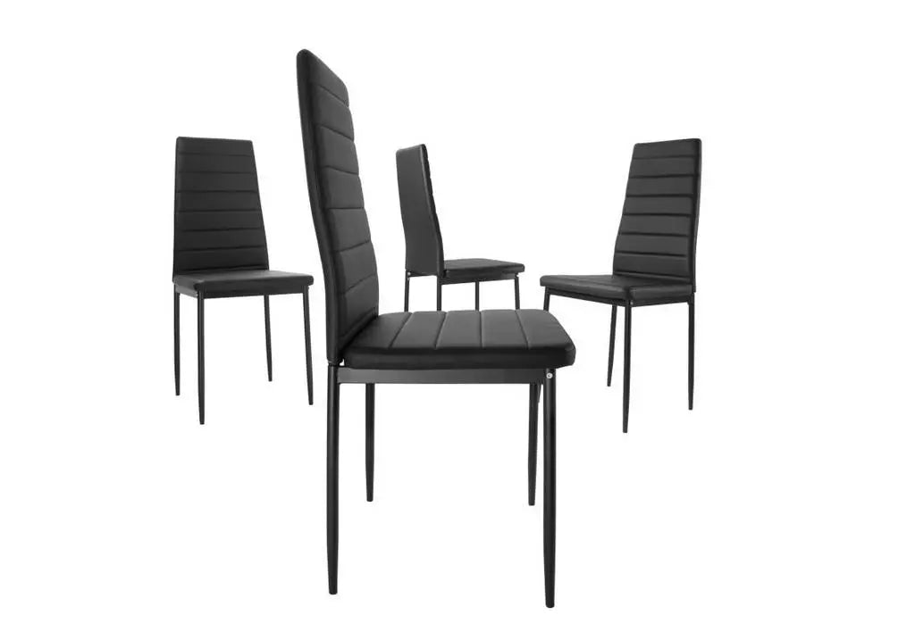 Table repas verre + 6 chaises noir CONFO New Design