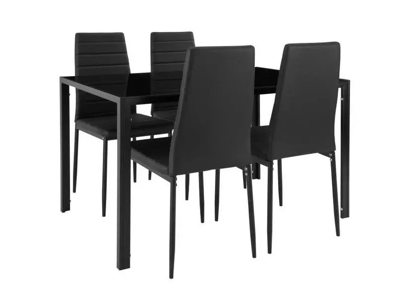 Table repas verre + 6 chaises noir CONFO New Design