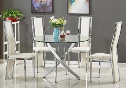 Table ronde 6 chaises chromes DESIGN New Design