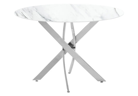 Table ronde argentée marbre blanc JOY New Design