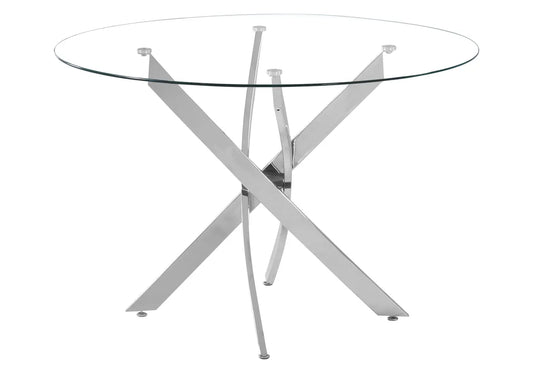Table ronde argentée verre trempé JOY New Design