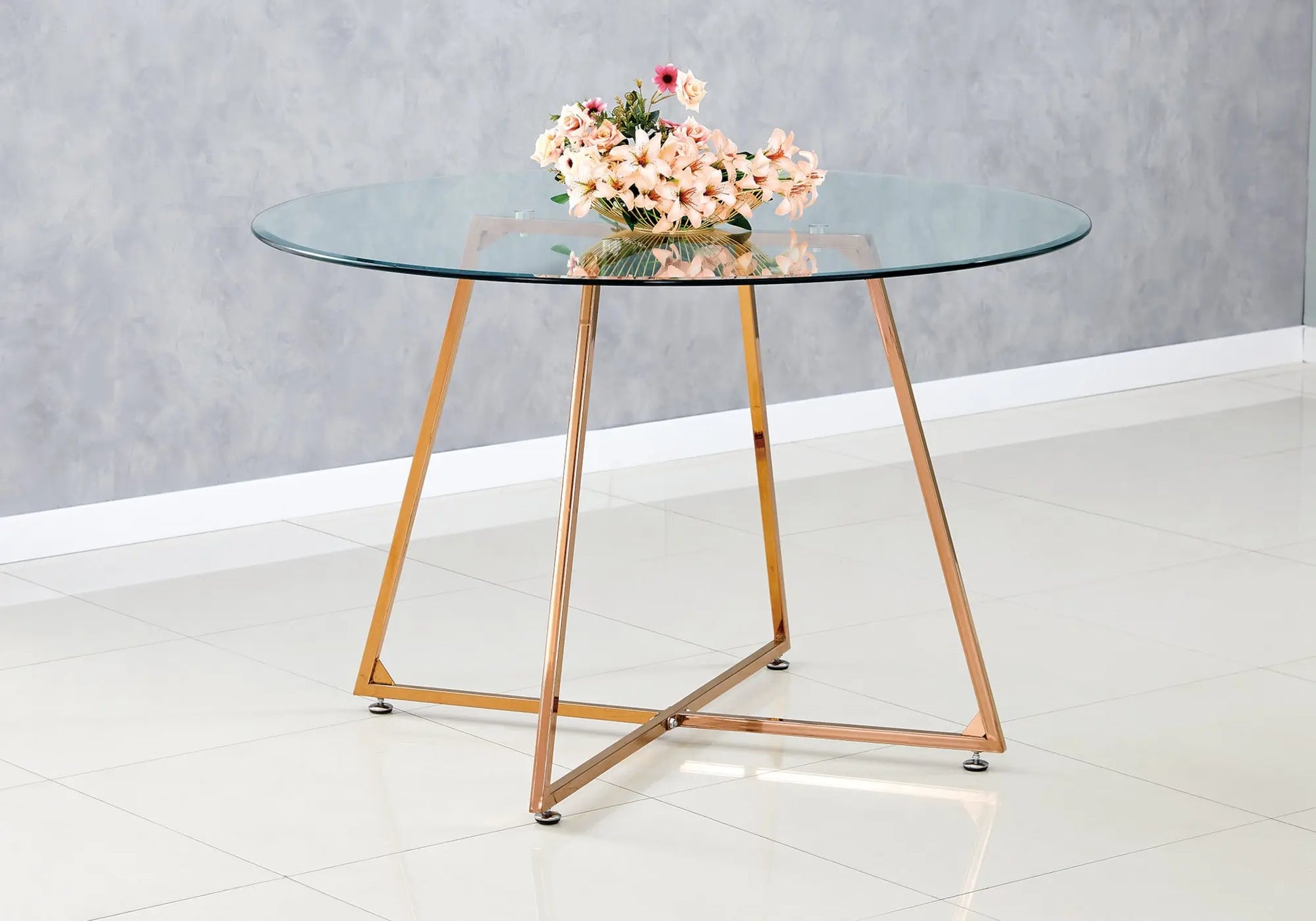 Table ronde bronze en verre GINA New Design