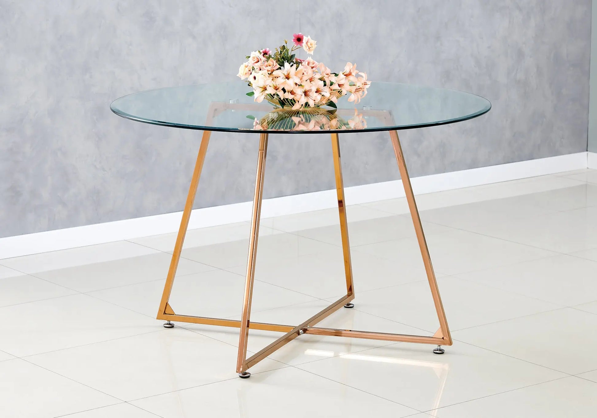 Table ronde bronze en verre GINA New Design