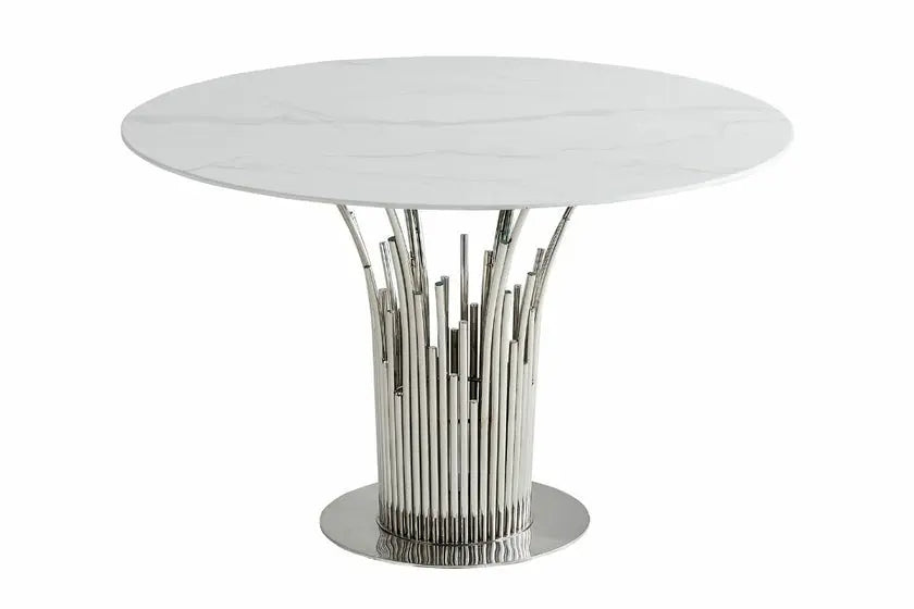 Table ronde chrome marbre blanc COSMO New Design