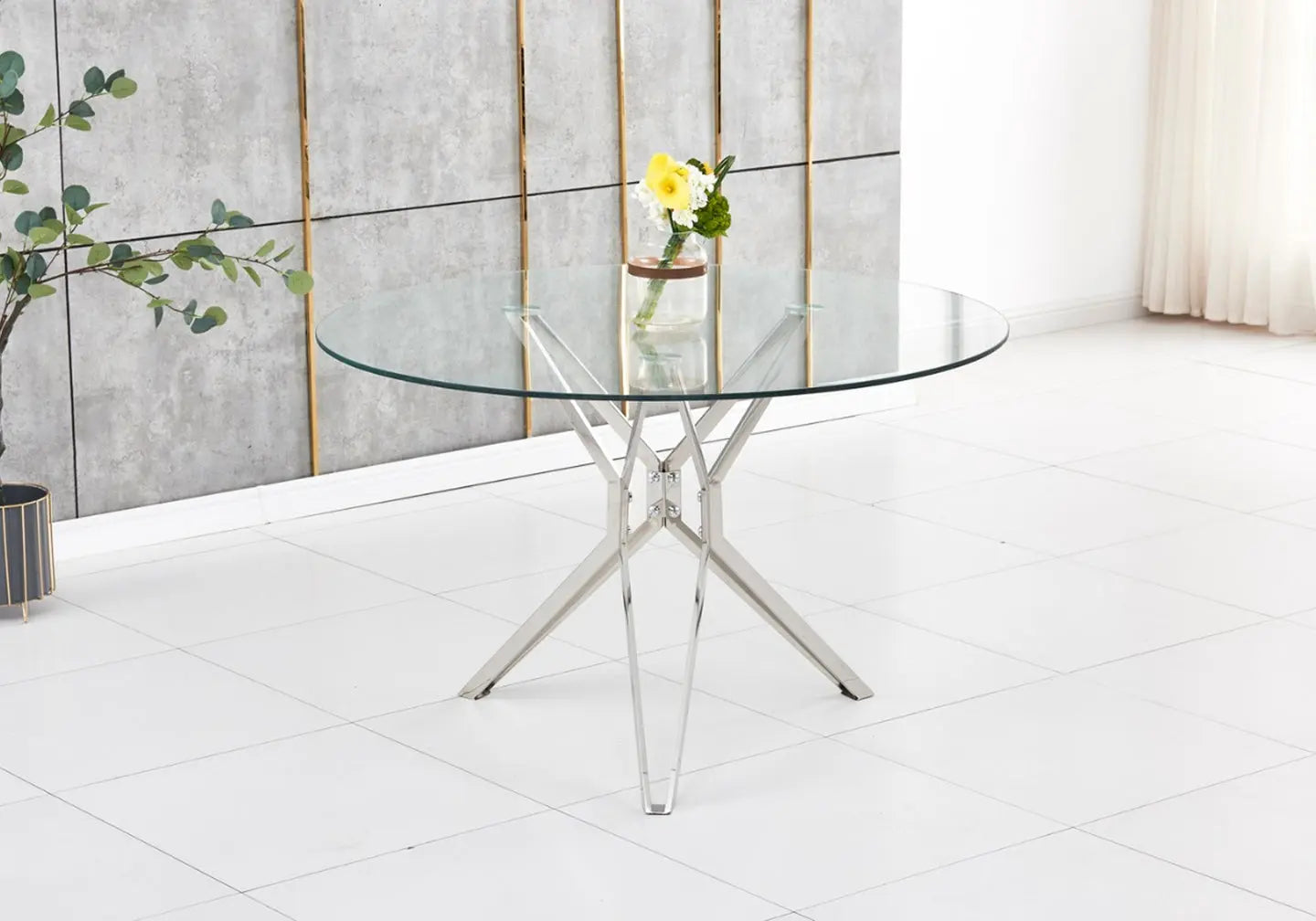 Table ronde chromé verre trempé IVA New Design