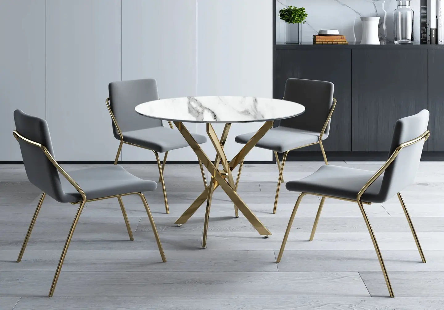 Table ronde doré marbre blanc JOY New Design