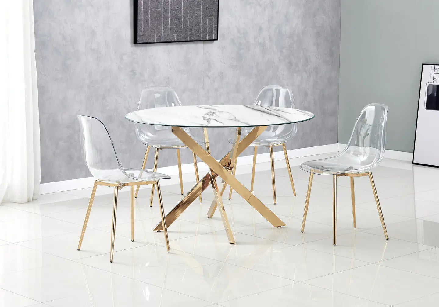 Table ronde doré marbre blanc JOY New Design