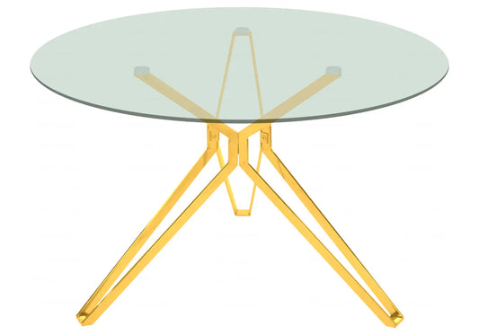 Table ronde doré verre trempé IVA New Design