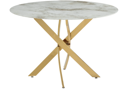 Table ronde dorée marbre beige JOY New Design