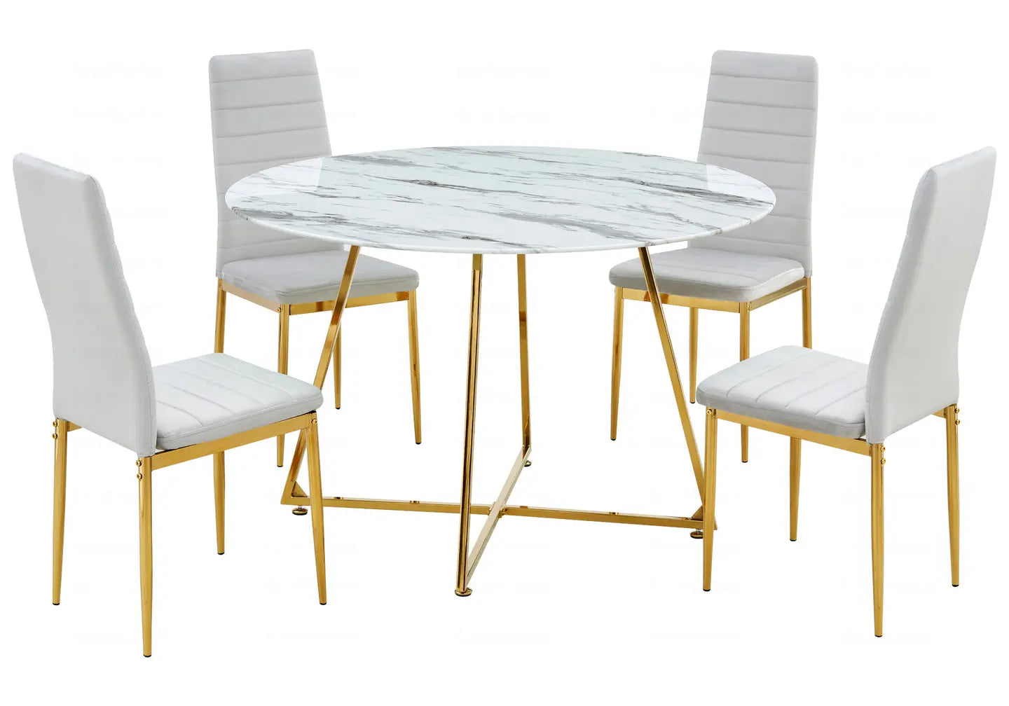 Table ronde dorée marbre blanc GINA New Design