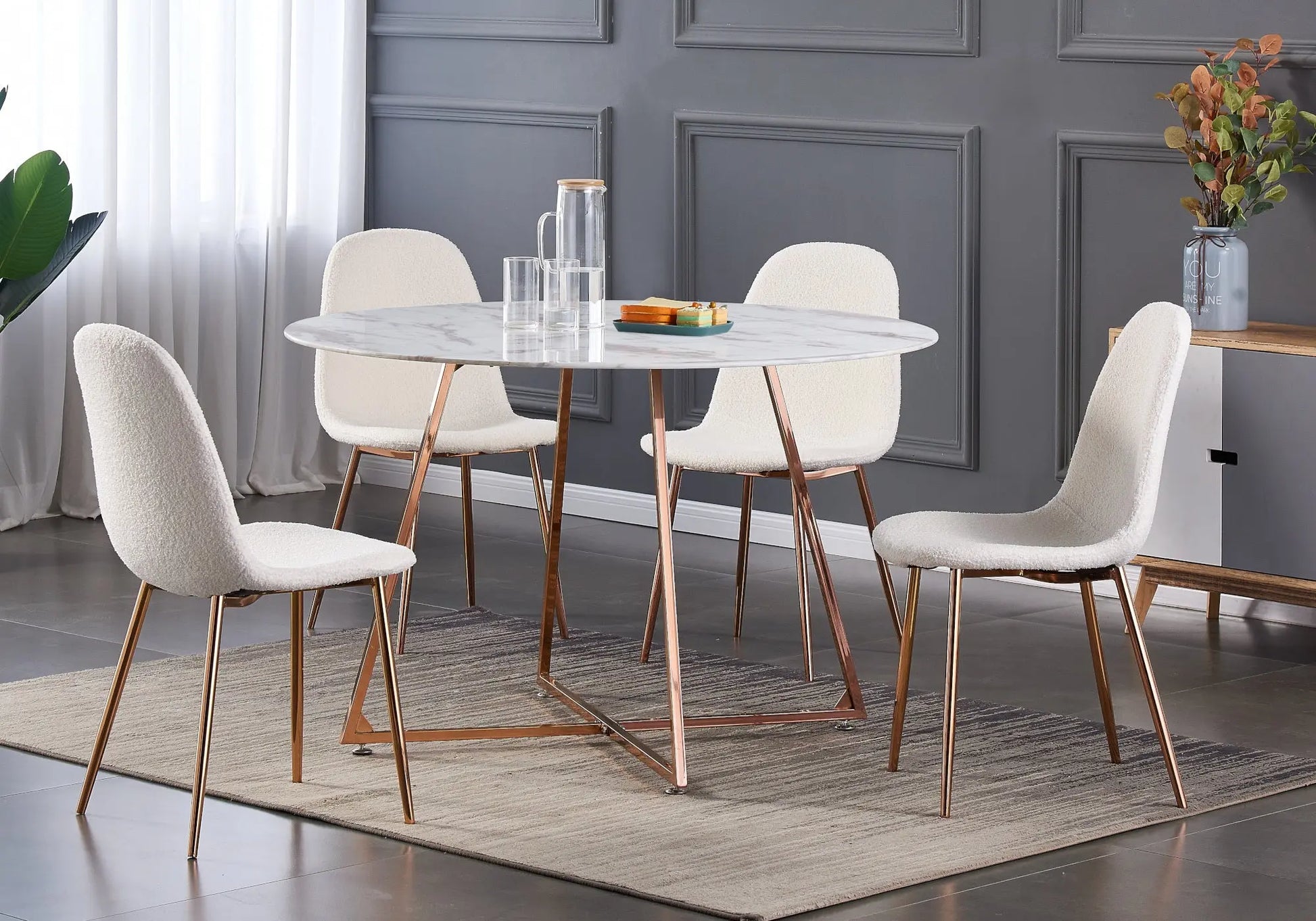 Table ronde en bronze marbre blanc GINA New Design