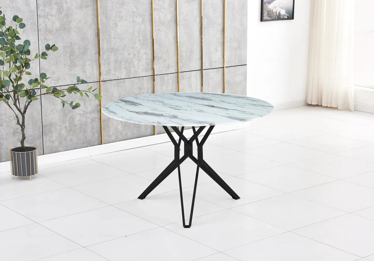 Table ronde noire marbre blanc IVA New Design