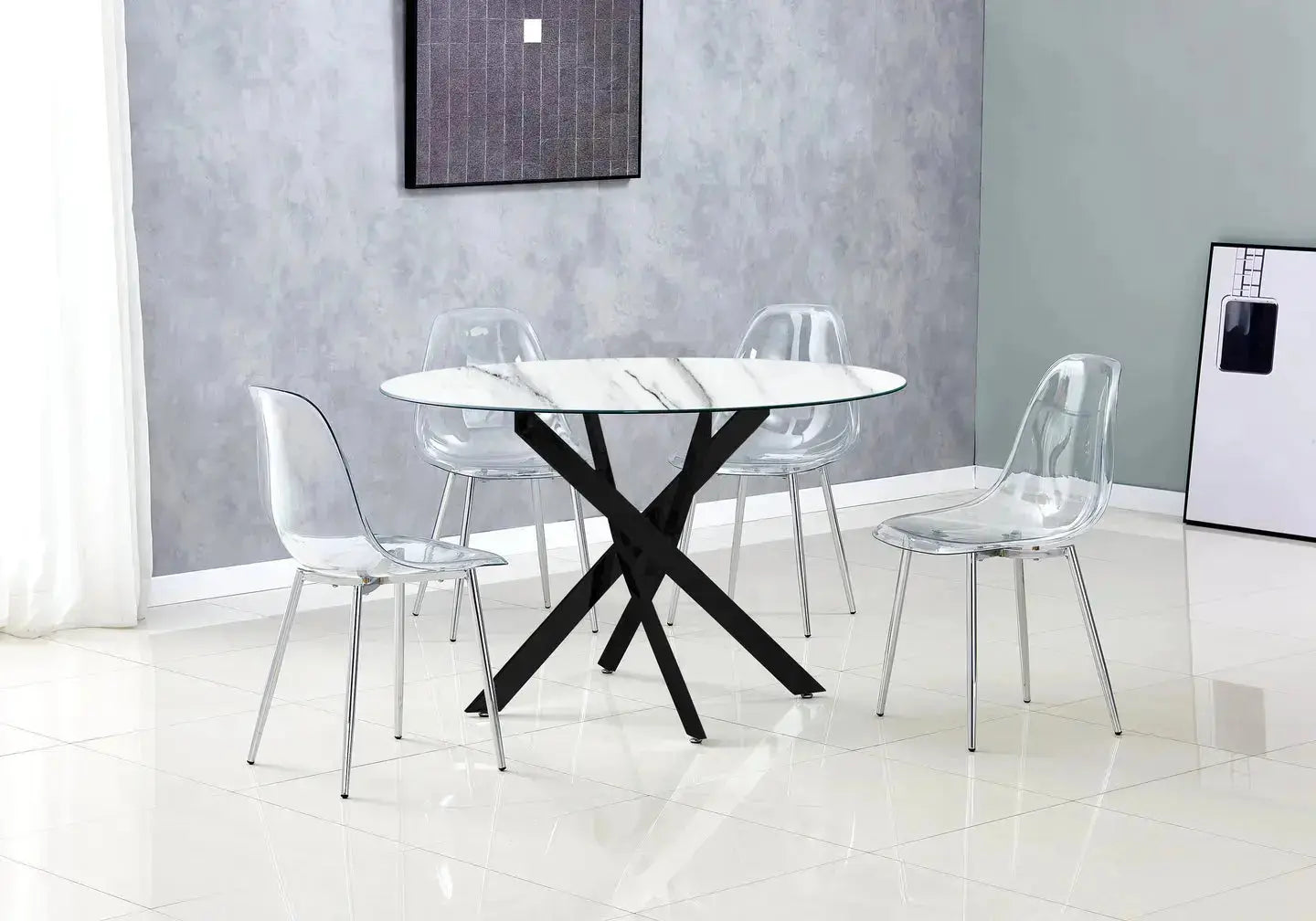 Table ronde noire marbre blanc JOY New Design