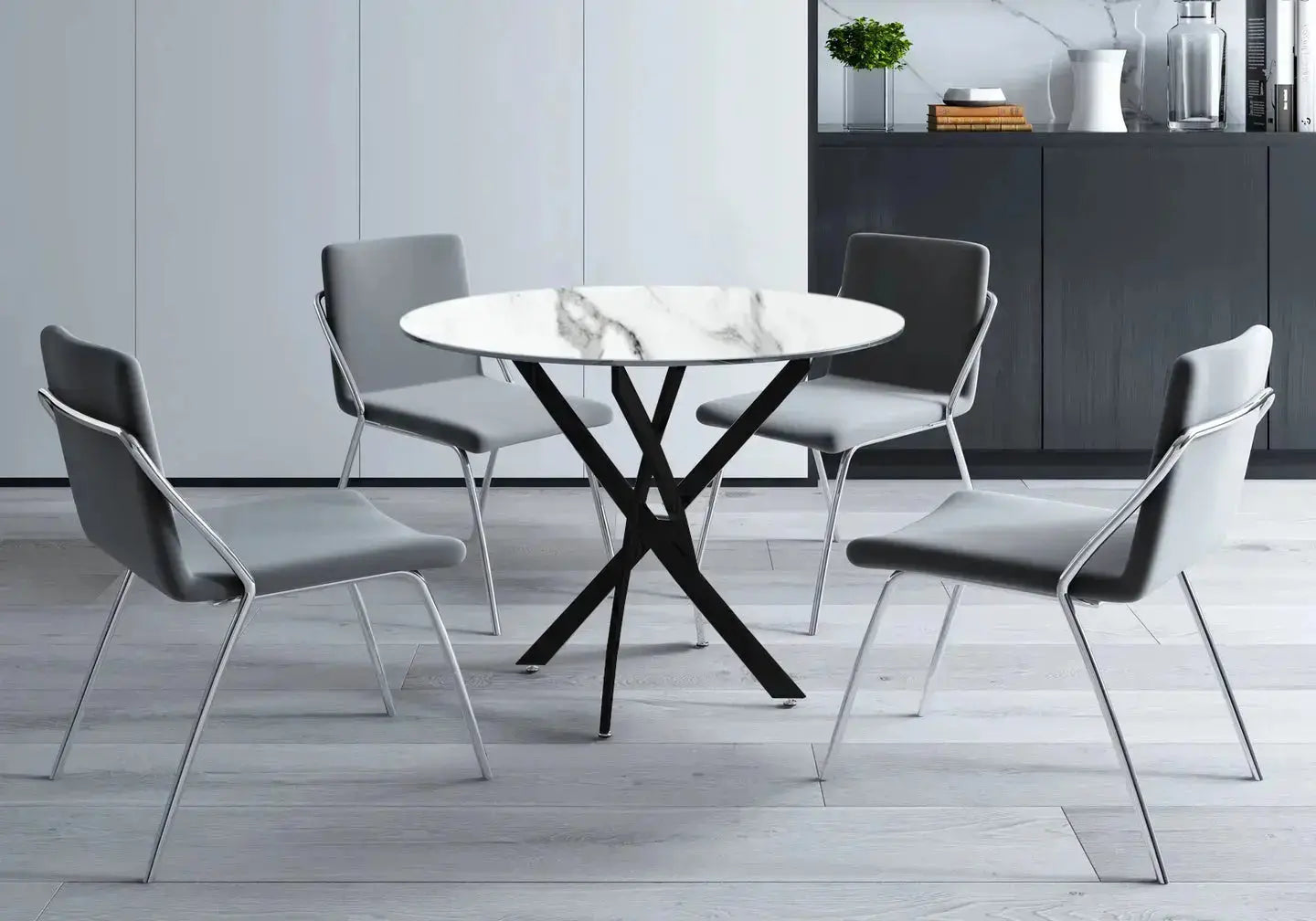 Table ronde noire marbre blanc JOY New Design