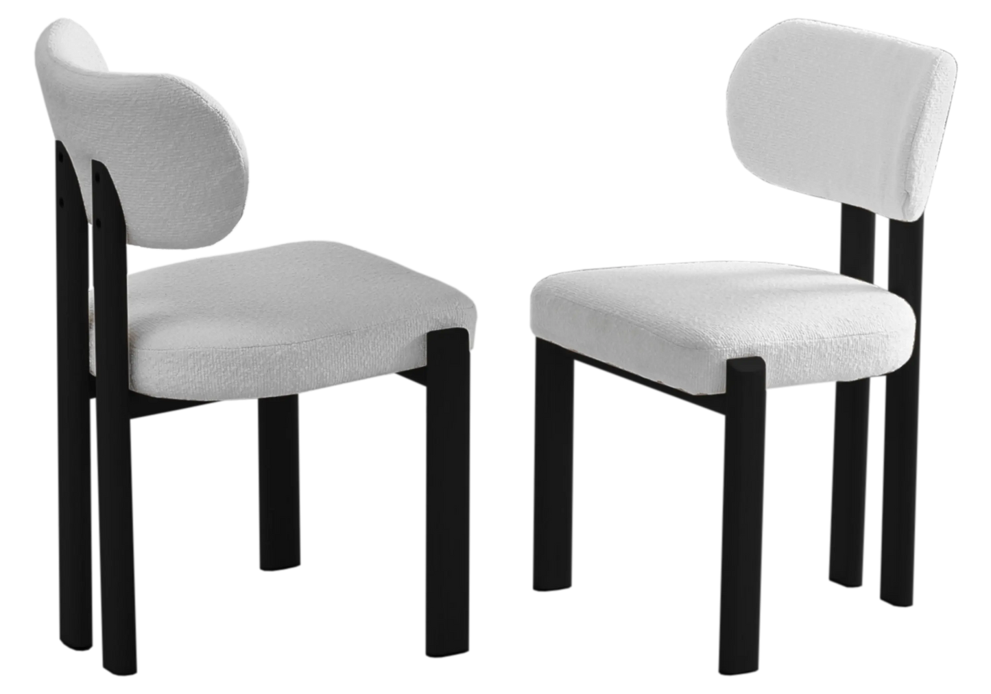 Table ronde travertin et chaises bouclées beiges – INAYA Galerie du Mobilier