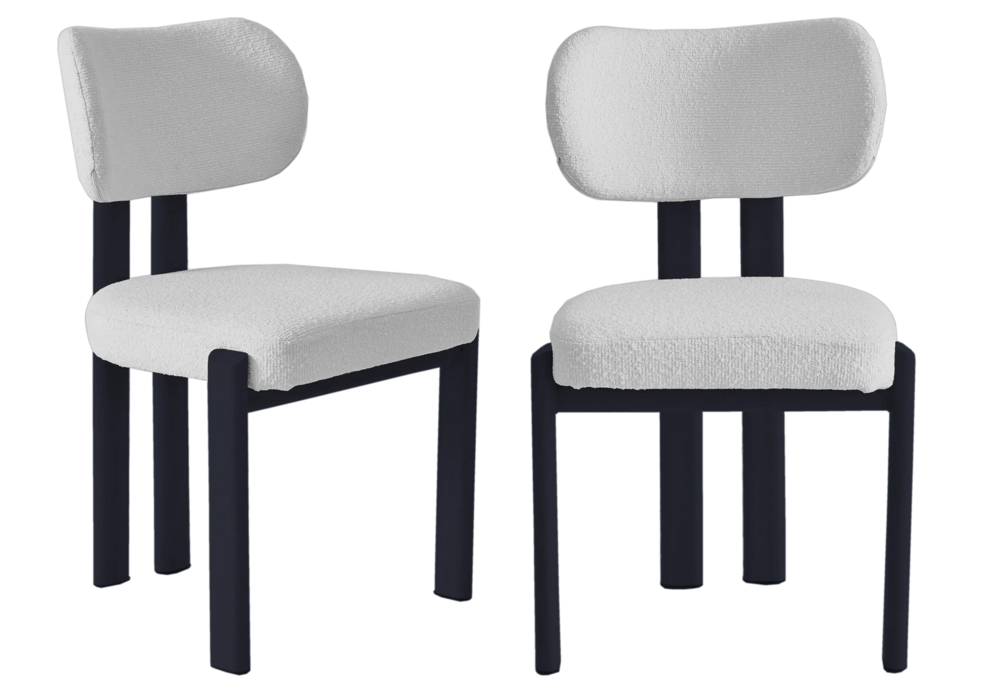 Table ronde travertin et chaises bouclées beiges – INAYA Galerie du Mobilier