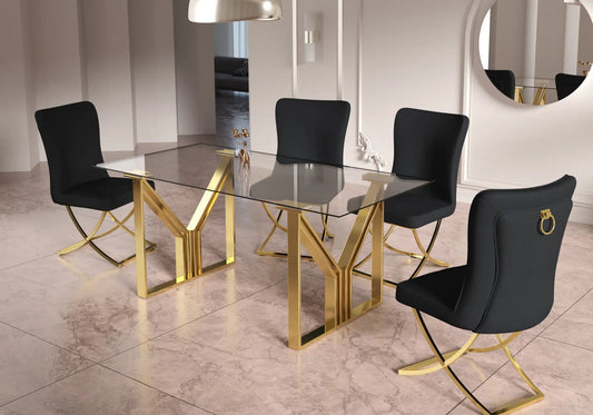 Table salle à manger dorée URSI New Design