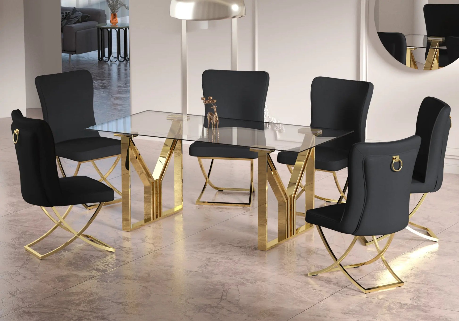 Table salle à manger dorée URSI New Design