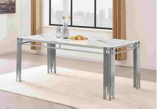 Table salle à manger marbre blanc EVE - DEKOFLIX