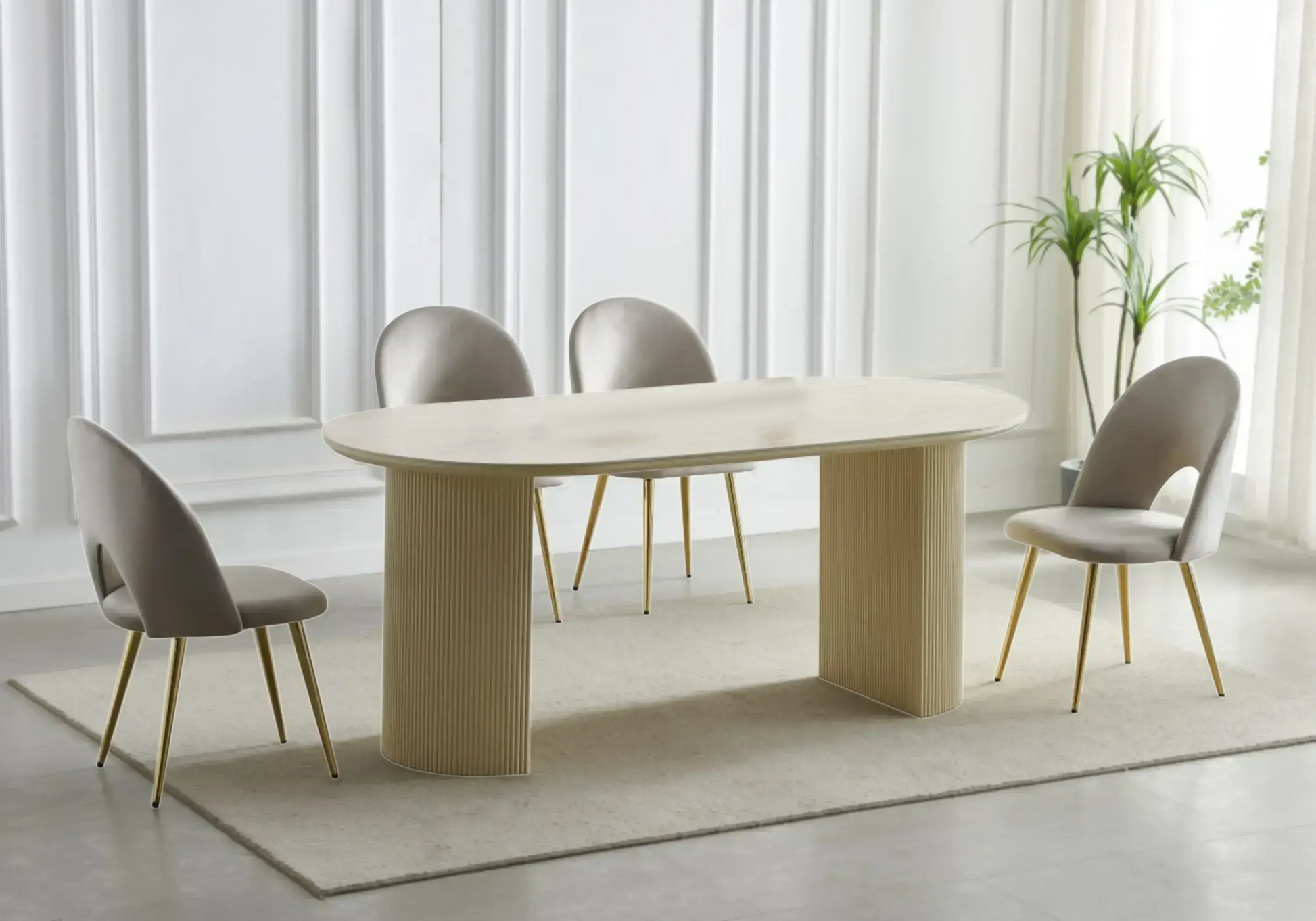 Buffet travertin beige ovale design ovale – TERRA Galerie du Mobilier