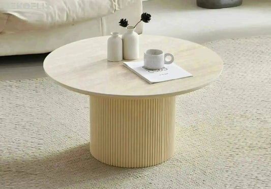 Buffet travertin beige ovale design ovale – TERRA Galerie du Mobilier