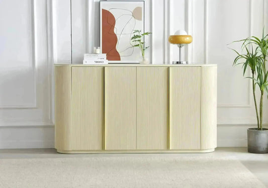 Buffet travertin beige ovale design ovale – TERRA Galerie du Mobilier