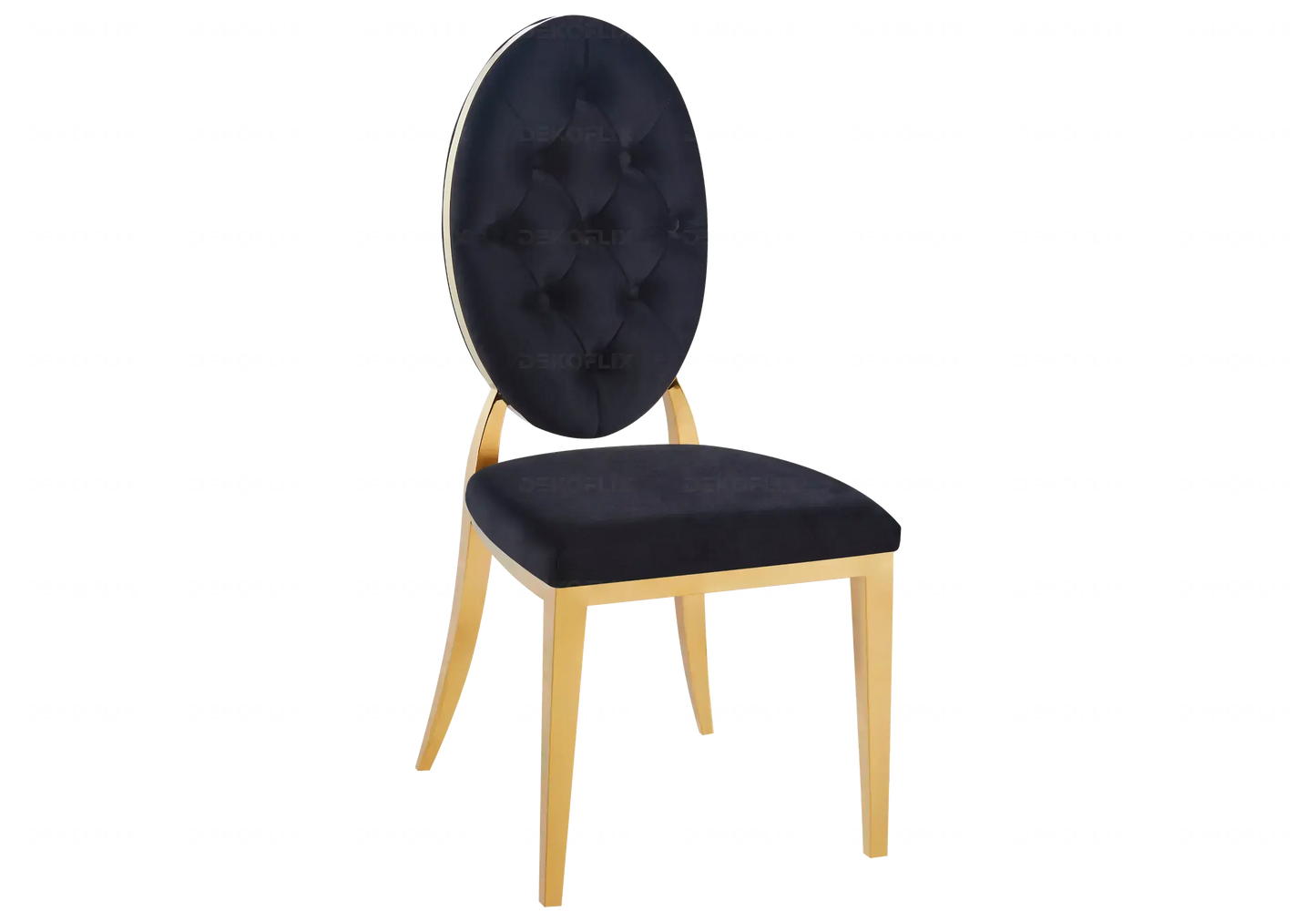 Table marbre noir et chaises capitonnées noir doré NEA New Design