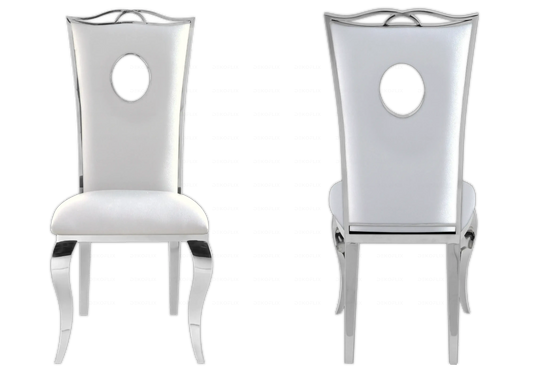 Table marbre noir et chaises simili-cuir blanc argent – NEO New Design