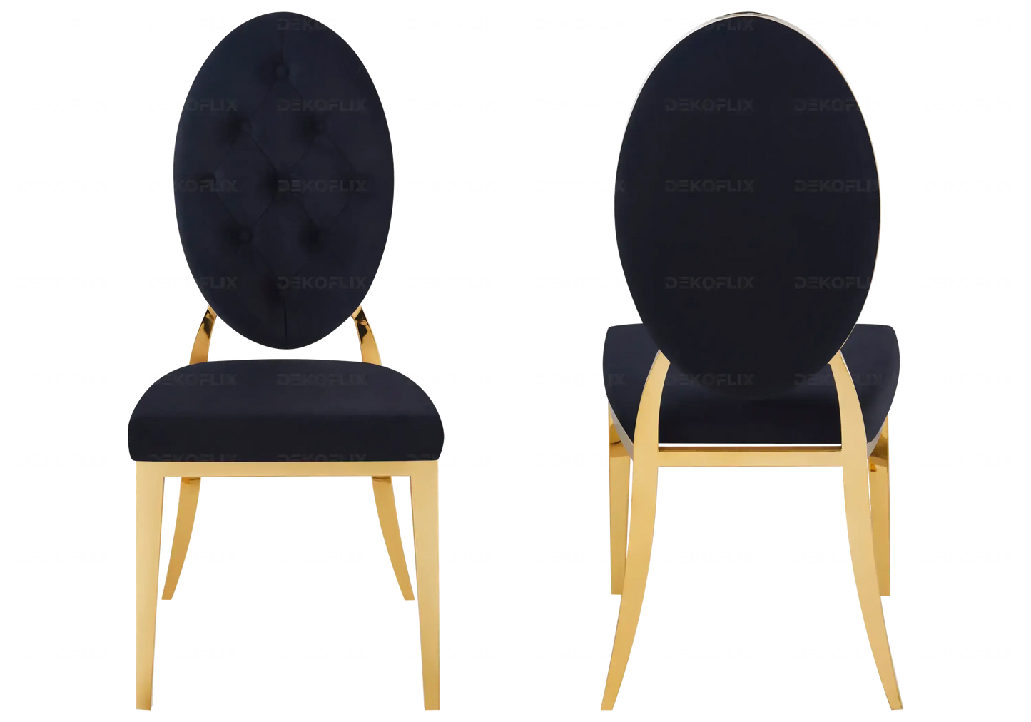 Table marbre noir et chaises capitonnées noir doré NEA New Design