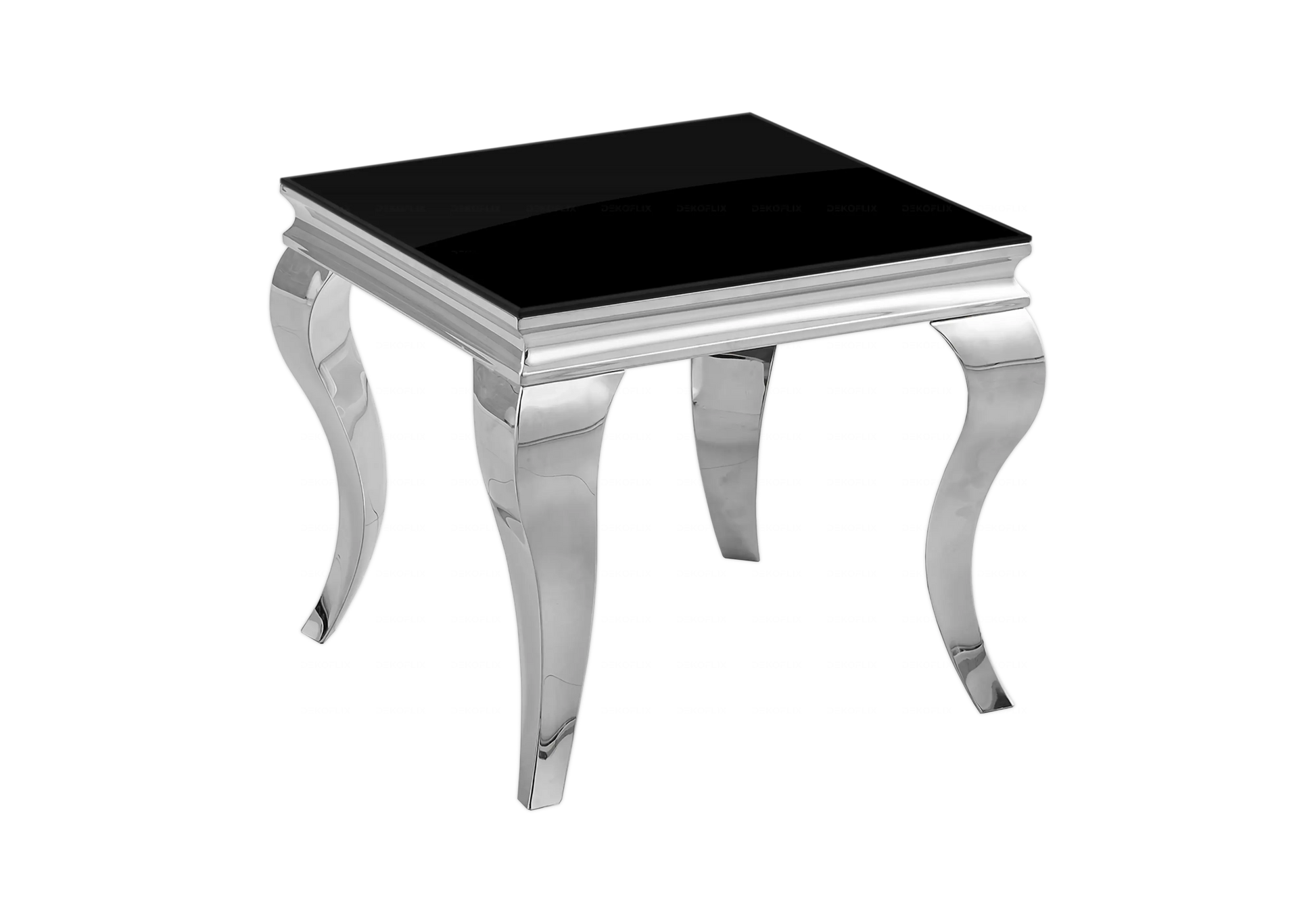 Table verre noir et chaises velours gris argent – NEO New Design