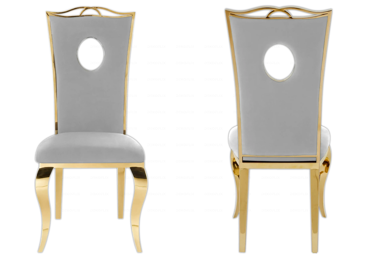 Table marbre noir et chaises velours gris doré – NEO New Design