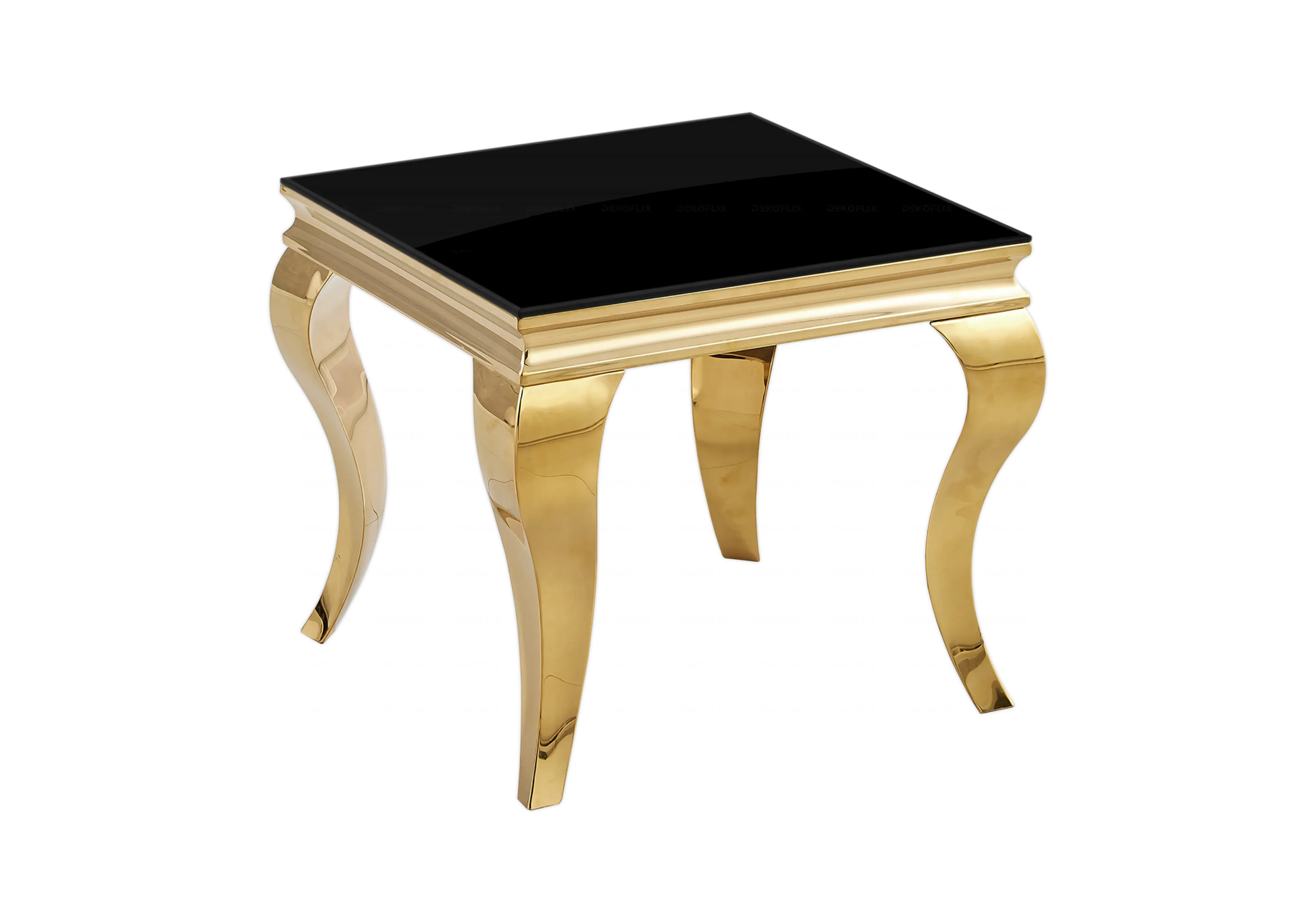 Table verre noir et chaises velours gris doré – NEO New Design