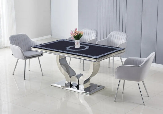 Table versace et chaises argent NEA New Design