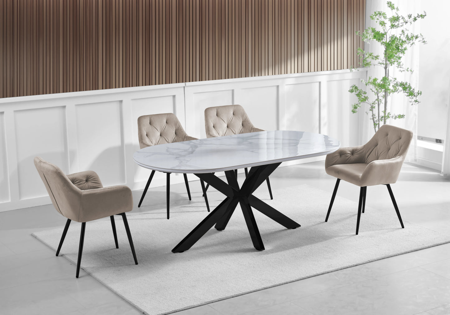 Chaises Capitonnées Velours Taupe LIORA - Lot de 2
