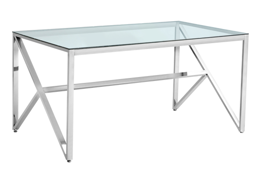Table à manger argentée en verre – Jessy