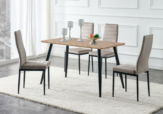 Table à manger bois chevrons pieds noir – Gina
