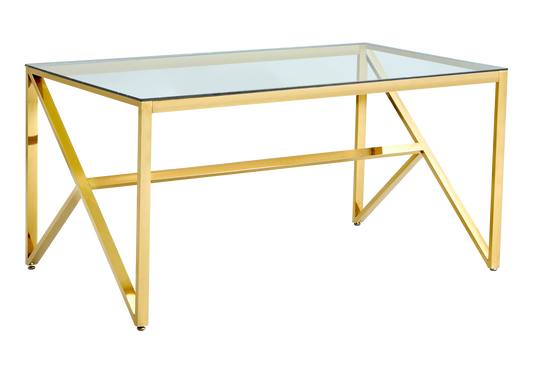 Table à manger dorée en verre – Jessy