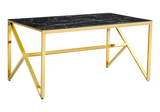 Table à manger dorée marbre noir – Jessy