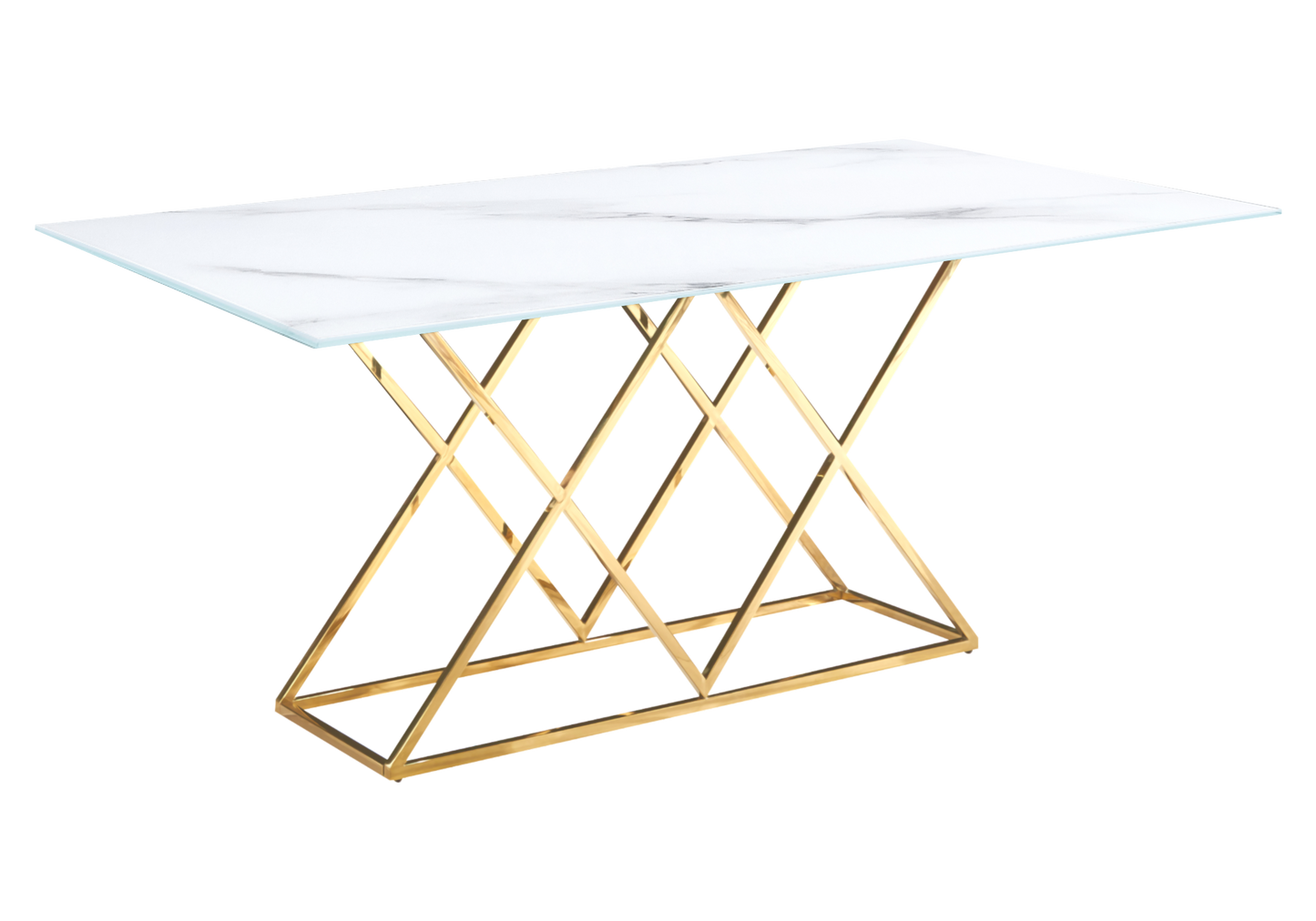 Table à manger effet marbre noir et pied doré - Erly