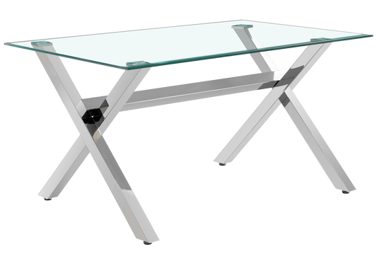 Table verre trempé et 4 chaises X argent – Cross