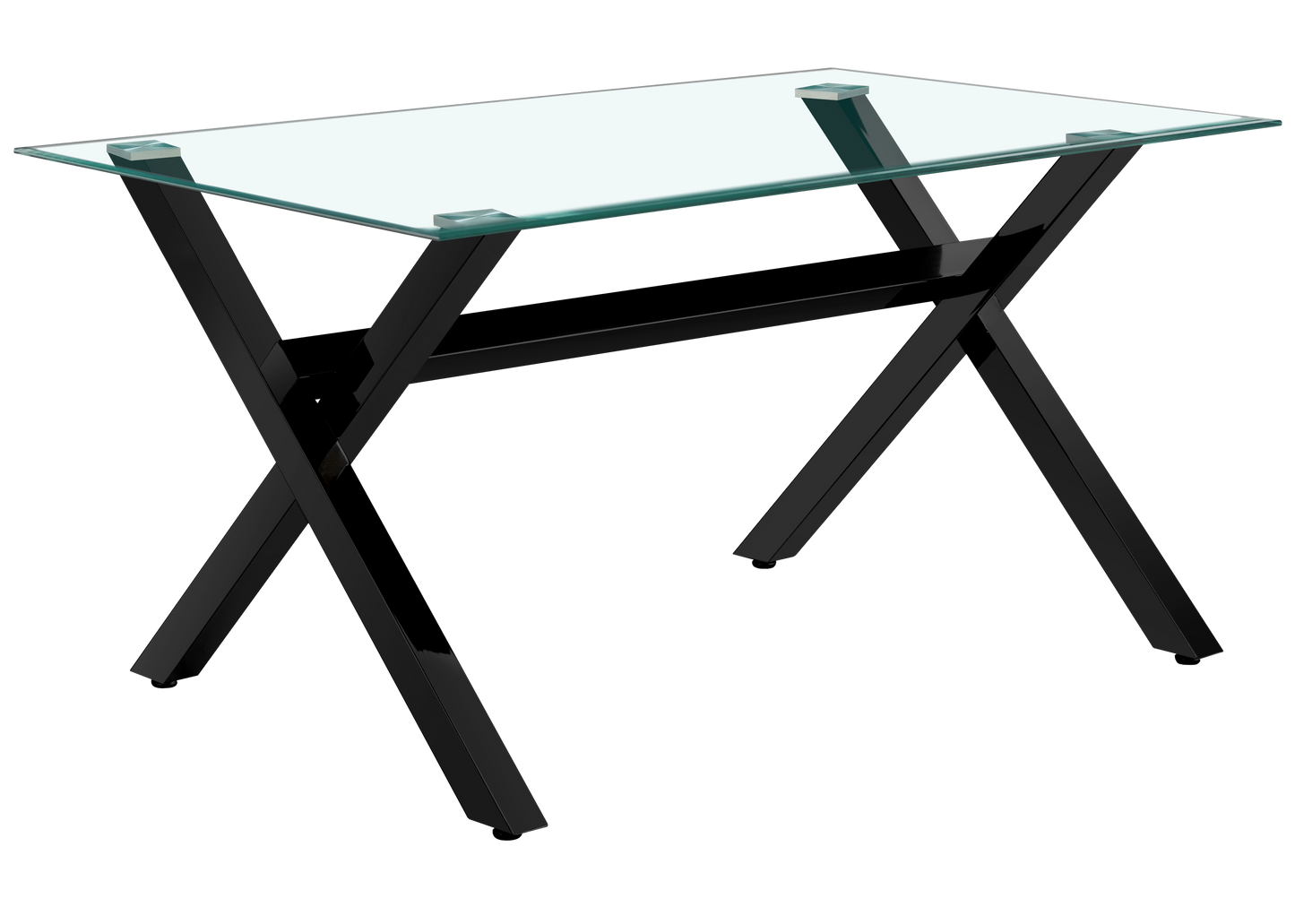 Salle à manger verre trempé pieds X noirs – Cross