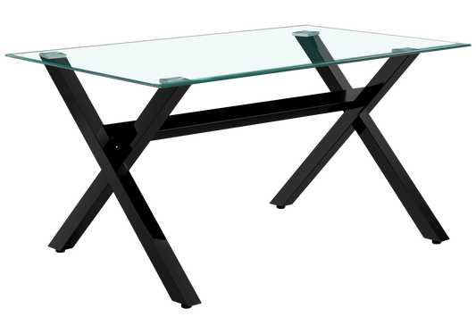 Table verre trempé et 4 chaises X noires – Cross