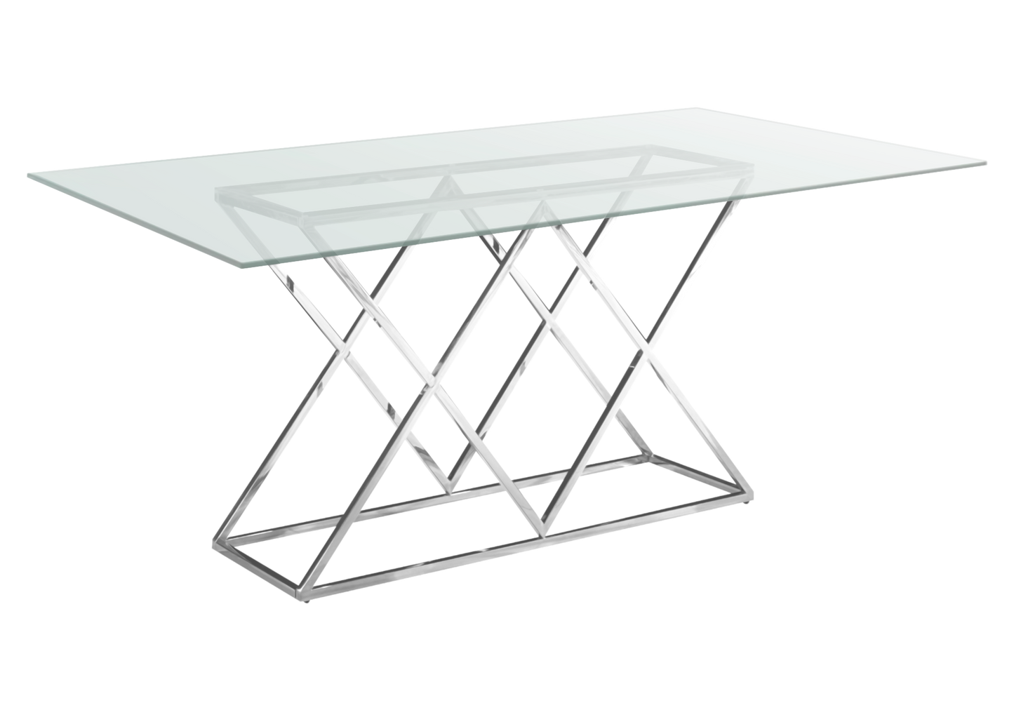 Table à manger en verre transparent et pied argent - Erly