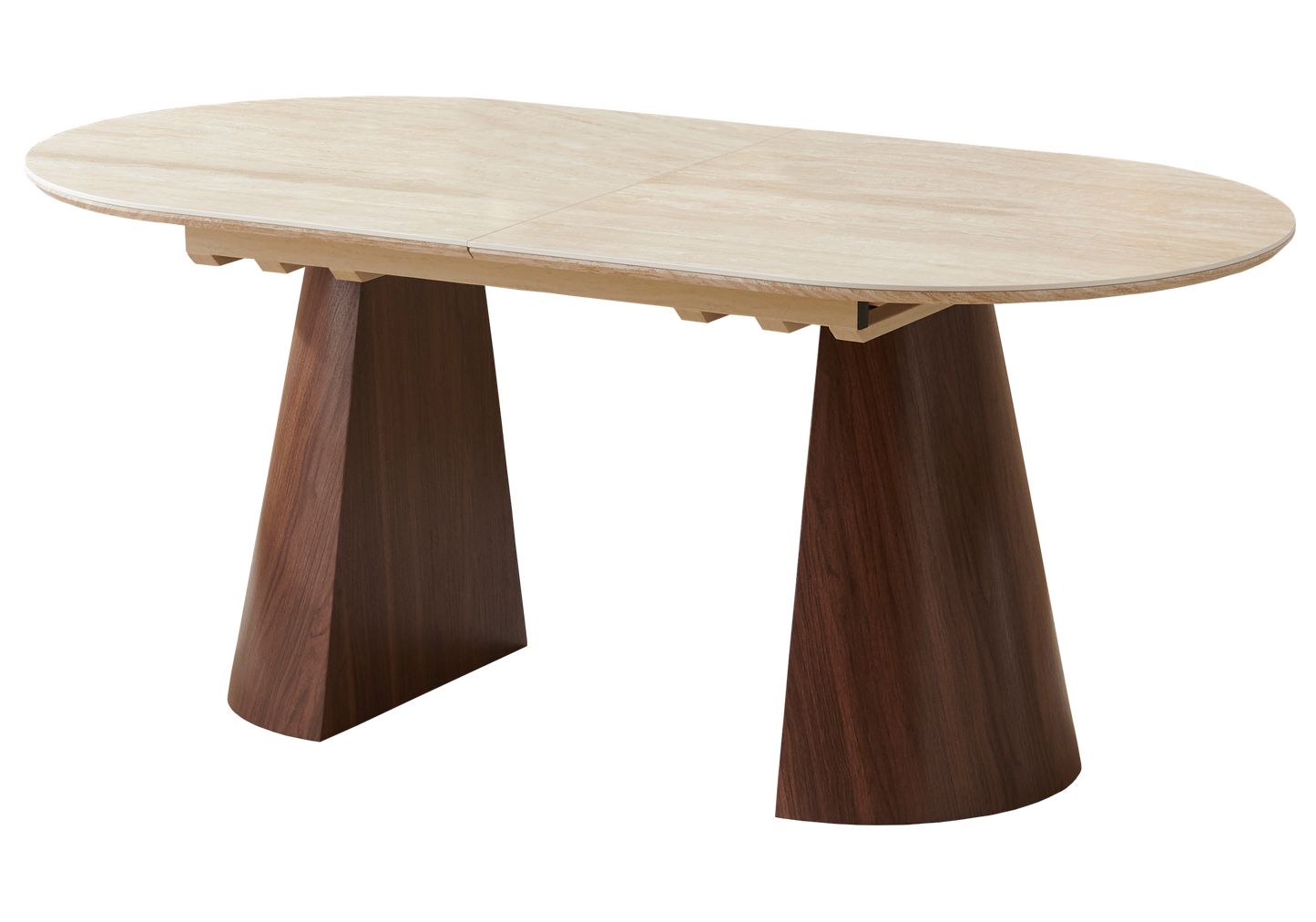 Ensemble table extensible travertin et chaises – Yumi
