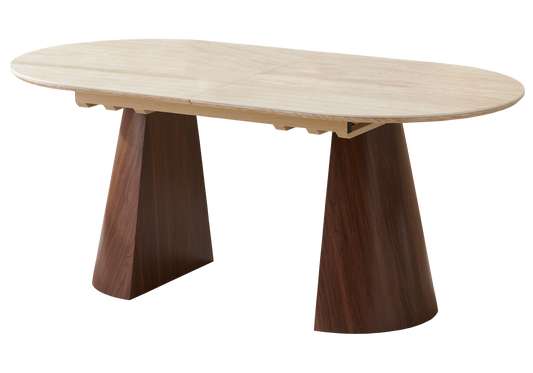 Ensemble table extensible travertin et chaises – Yumi