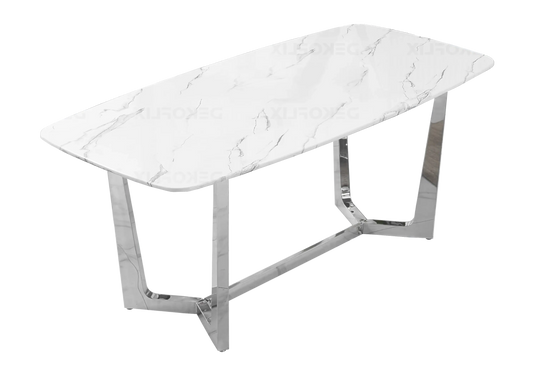Table à manger marbre blanc argent – Gaya