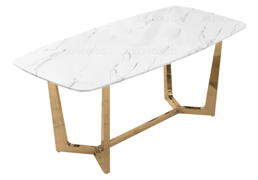 Table à manger marbre blanc doré – Gaya
