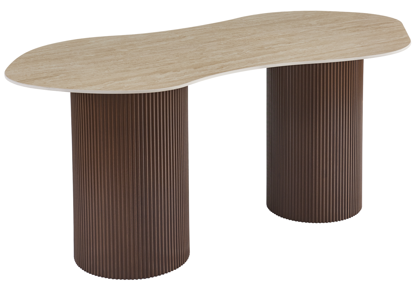 Table à manger minérale et pieds cannelés noyer - Venza